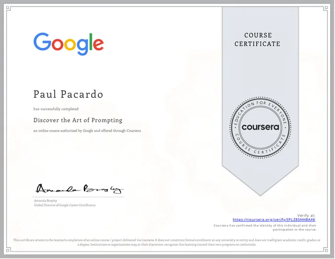 Certificate, Discover the Art of Prompting